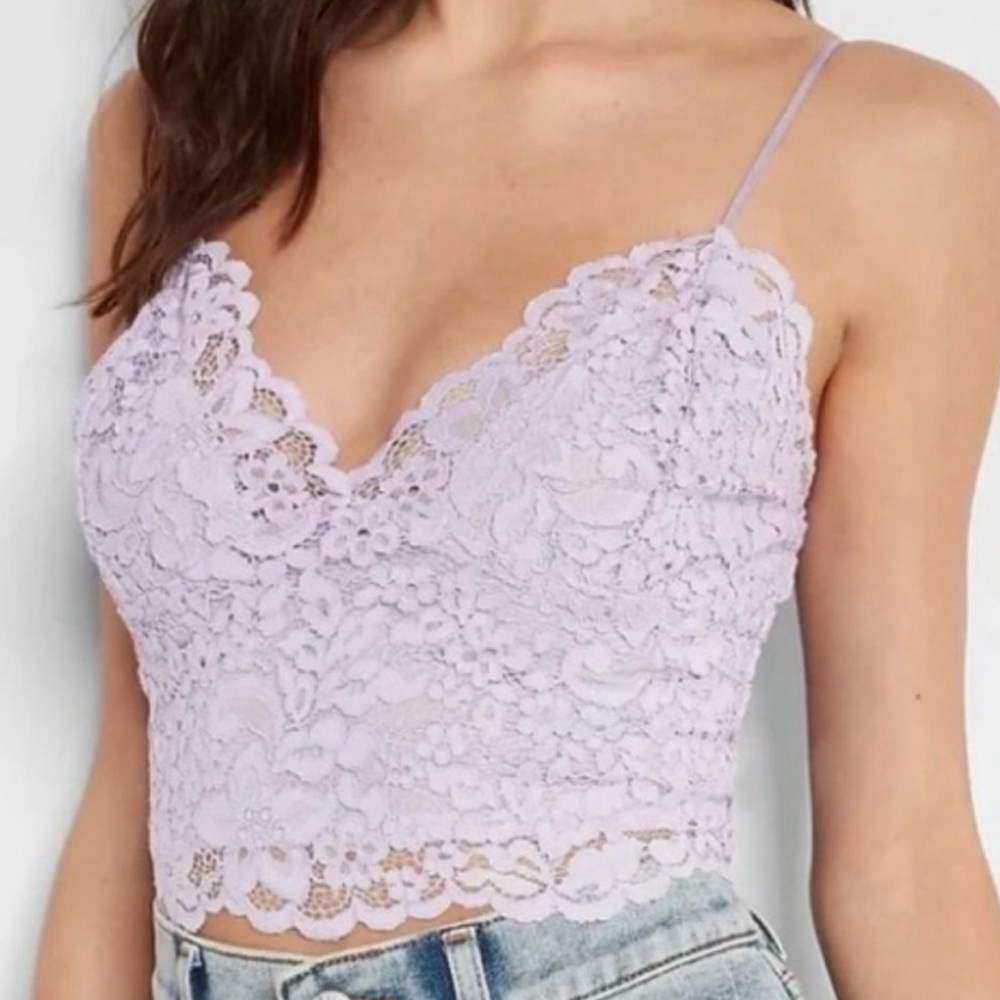 Lace Spaghetti Strap Top - Lavender